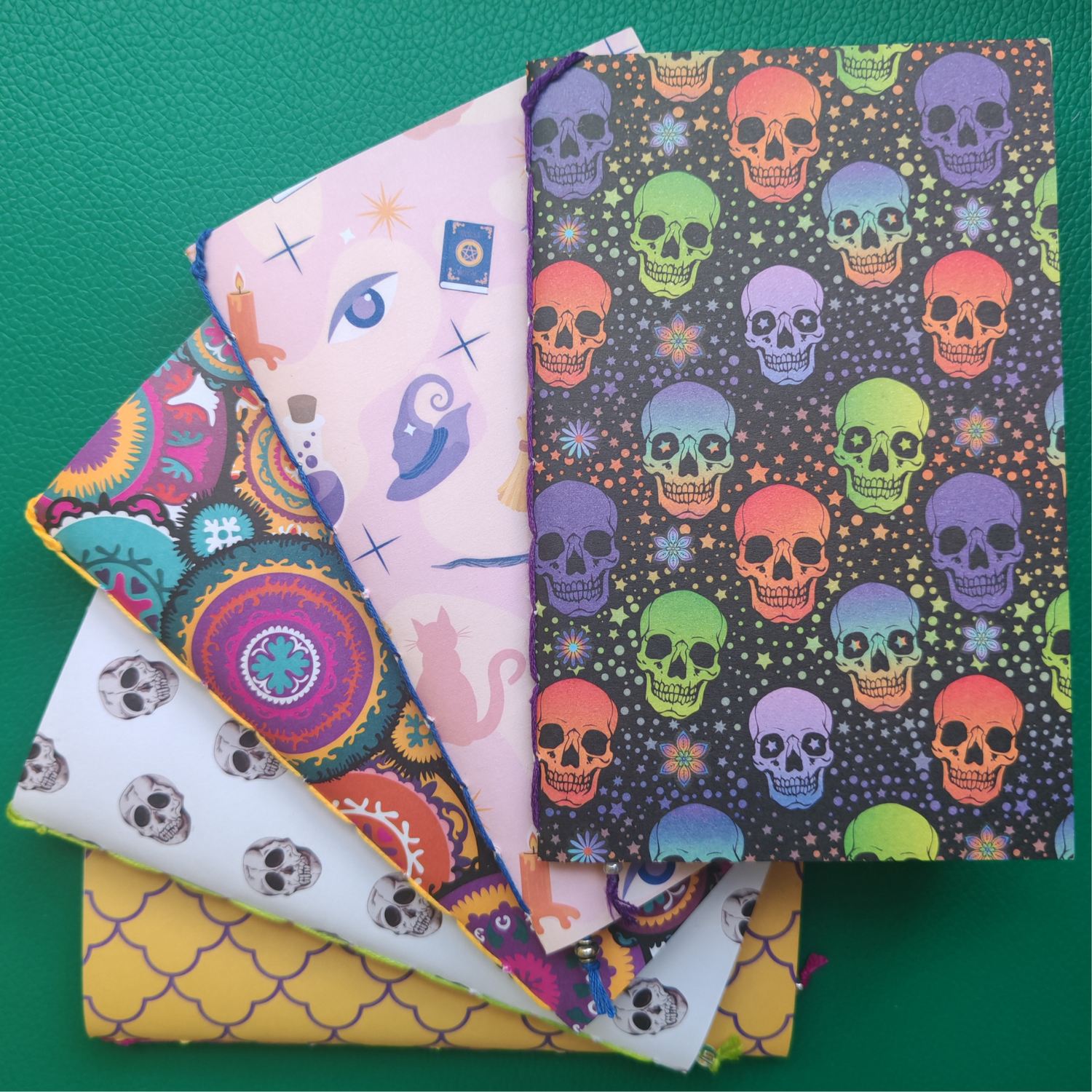 Stack of colorful pocketpages fanned out in a display